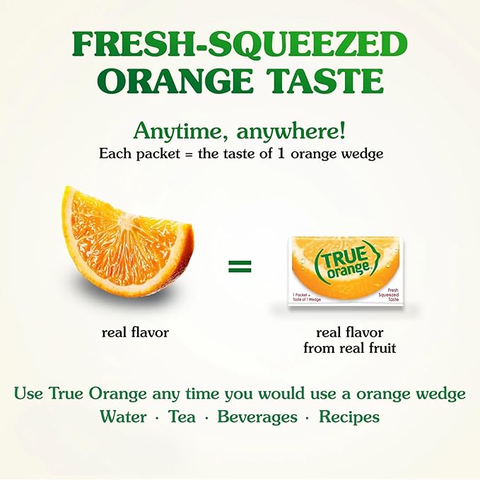 True Orange 100ct (Pack of 1) - Water Enhancer - Bulk Dispenser - 0 Calorie Drink Mix Packets For Water - Orange Flavoring Powder Packets