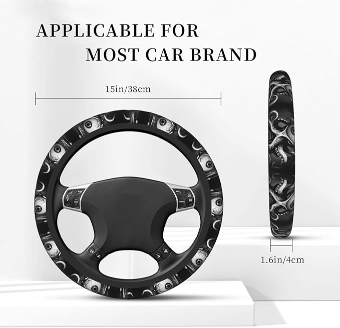 Neoprene Steering Wheel Cover Kraken Tentacle Octopus Car Steering Wheel Cover Universal Fit for Most Cars