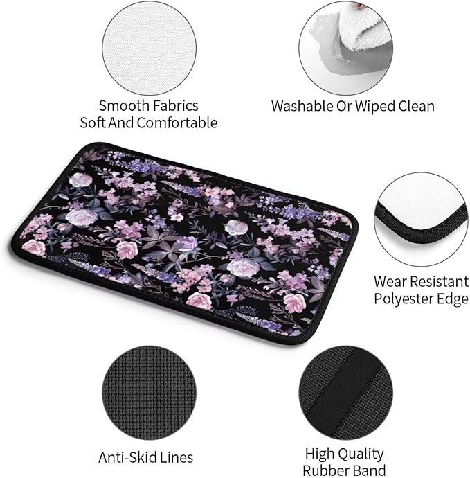 Cute Floral Car Center Console Cover Polyester Fabric Middle Console Cushion Pad Armrest Seat Box Lid Protective Covers Purple Wildflower Cars Decor Accessories