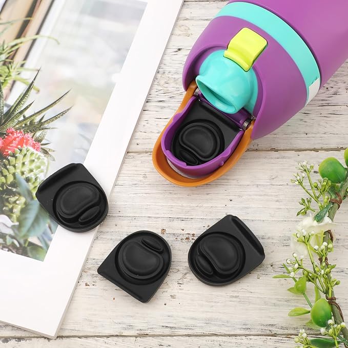 4pcs Replacement Stopper Compatible with Owala FreeSip 24oz 32oz, Water Bottle Top Lid Gasket for Owala 19/24/32/40oz Seal Bottle Cap Mouth Stopper Part Silicone Plug Accessories BPA-Free (Black)