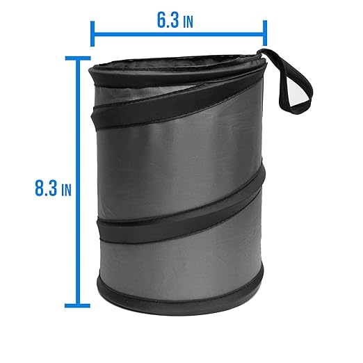 FH Group Automotive Waterproof Portable Collapsible Small Trash Can Garbage Container fits Most Cars,Polyethylene, SUVs, and Trucks Gray