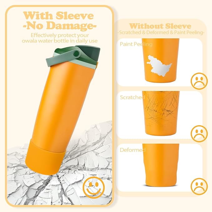 Silicone Boot for Owala 30oz & 40oz FreeSip Sway Bottles & Tumblers - Non-Slip, Scratch-Resistant, Stability Enhancer, Available in 12 Colors (Orange Grove)
