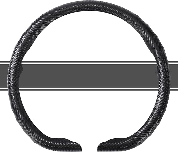 West Llama Flat Bottom Car Steering Wheel Cover,D-Shaped Carbon Fiber Steering Wheel Wrap,Universal 14.5-15 Inch,Fit Cars,SUVs,Trucks(Black-D-Shaped)