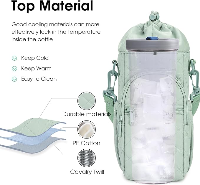 sportsnew Water Bottle Holder with Strap 32oz 40oz Insulated Water Bottle Carrier Sling Bag with Phone Pocket Crossbody