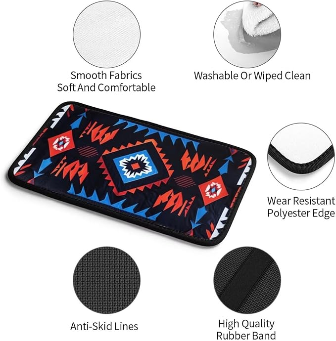 Center Console Cover for Car SUV Truck Van Sedans Western Abstract Armrest Cover Geometry Ethnic Arm Rest Covering Navajo Southwest Console Cushion Pad