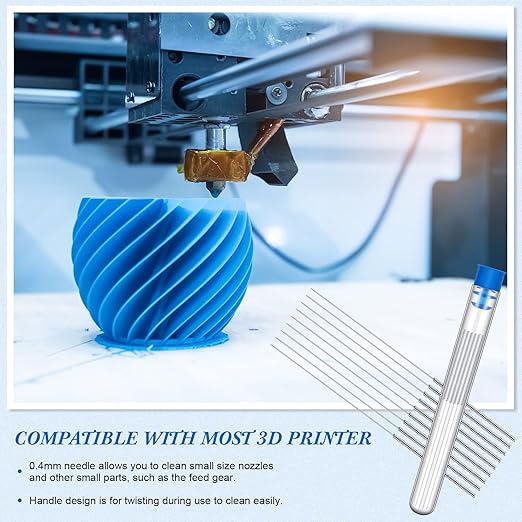 100 Pieces 3D Printer Nozzle Cleaning Kit 0.4 mm Needles Cleaner Stainless Steel Nozzle Cleaning Tool Kit Espresso Distribution Tool WDT Tool