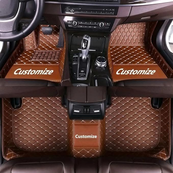 Custom Making Car Floor Mats for 98% Sedan SUV Car Protection Full Coverage Mats Anti-Slip Leather Floor Liners All Weather Car Floor Mats (Light Brown)