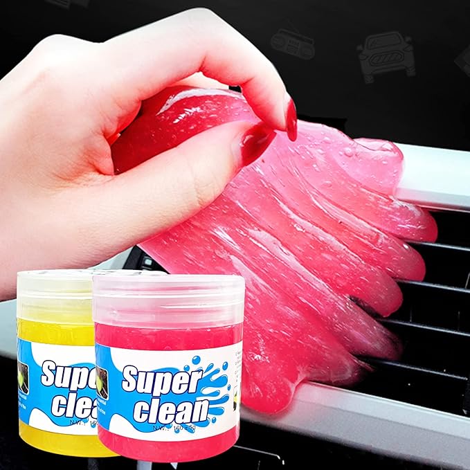 2Packs Cleaning Gel for Car, Cleaning Kit Universal Automotive Dust Car Crevice Cleaner Interior Detail Keyboard Putty Cleaner for Car Air Vents, PC Cleaning (Red+Yellow)
