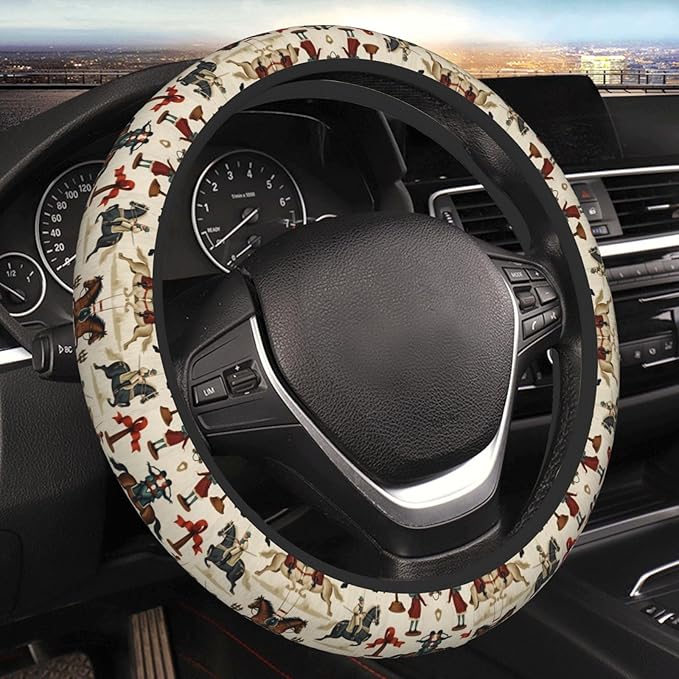 Neoprene Steering Wheel Cover Equestrian Horse Plaid Car Steering Wheel Cover Universal Fit for Most Cars