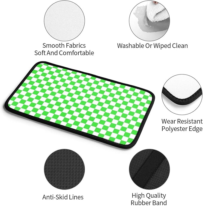 Green White Checkered Chessboard Flag Car Armrest Pad Cute Cars Center Console Cover Auto Handrail Box Cushion Armrests Cover