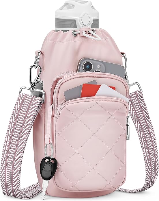Water Bottle Bag Crossbody，Insulated Water Bottle Purse Crossbody Water Bottle Holder with Strap 40 oz