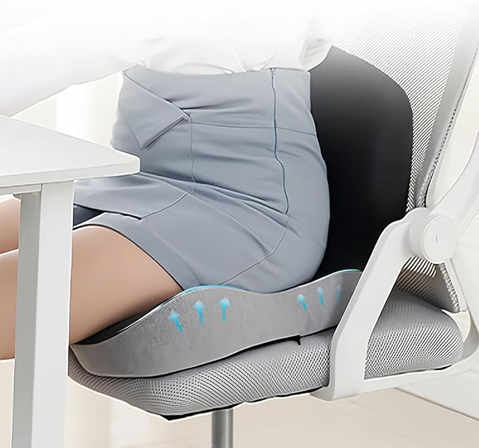Back and Seat Cushion, Car Seat Cushion for Cars with Lumbar Support,Seat Cushion for Truck Driver, Ergonomic Memory Foam Non Slip Seat Skin with Back Support for Office Chair, Car Seat (E Type)