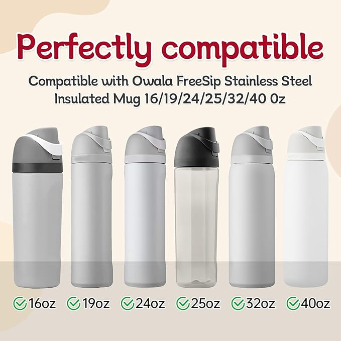 3pcs Replacement Rubber Stopper Seal Compatible with Owala FreeSip 24oz 32oz,Water Bottle Lid Cap Silicone Seal Parts for Owala 16/19/24/32/40oz Spout Gasket Mouthpiece Piece Accessories F2A2