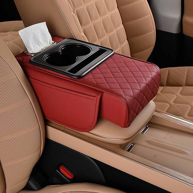 Car Armrest Cushion for Benz SLK 1998-2006,5-in-1 Center Console Cover Gel Center Console Pad with Memory Foam, Non-Slip Comfort Elbow Rest for Long Drive,34 * 17.5 * 7Claret