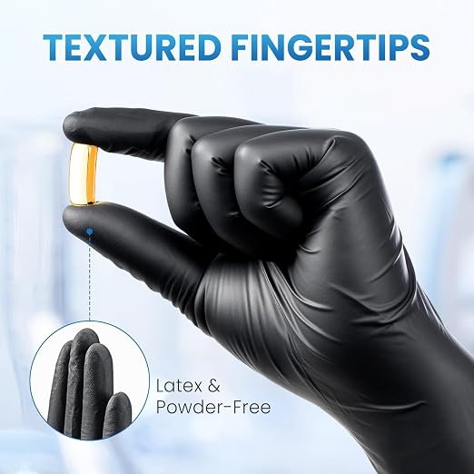 Borje Nitrile Gloves Small, 100 Count Disposable Gloves, Black, Latex-Free Powder-Free, Medical Exam, Food Safe, Cleaning, Cooking