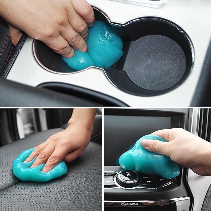 Car Cleaning Gel Putty,Reusable,Portable,and No-Clean Formula for Car Interior,Appliances,Keyboards and Furnitures Cleaning, 160g,2 Cans,Blue