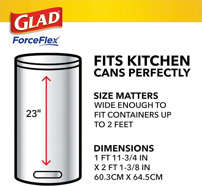 Glad ForceFlex Tall Kitchen Drawstring Trash Bags, 13 Gal, Fragrance Free (Package May Vary) (Pack of 240)