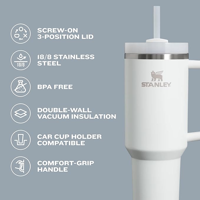 STANLEY Quencher H2.0 Tumbler with Handle & Straw 64 oz | Flowstate 3-Position Lid | Large Capacity for Travel & Sports | Insulated Stainless Steel Cup | BPA-Free | Twilight