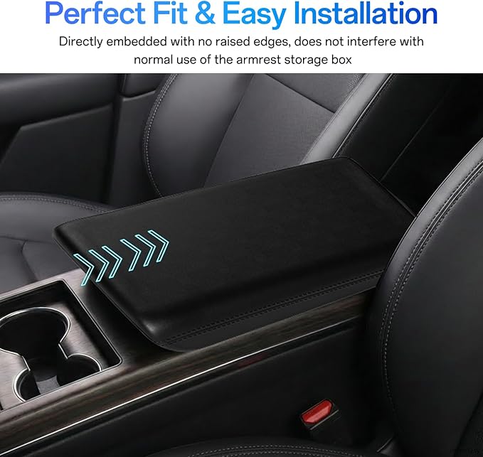 Center Console Armrest Cover for Tesla Model X/S 2026 2025 2024 2023 2022 2021, Non-Slip Armrest Cushion Pad Arm Rest Protector Covers, TPE Waterproof Interior Accessories for Tesla, Black