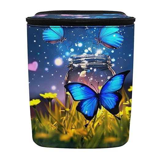 Butterfly Hanging Car Trash Bin Butterfly Car Interior Storage Accessories Portable Leak-Poof Vehicle Garbage Cans Mini Car Trash Cans for Front Back Seat Blue Butterfly