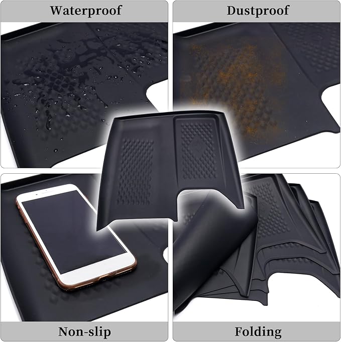 Wireless Charging Anti-Slip Mat Fit for 2024 2025 2026 Toyota Grand Highlander, Silicone Waterproof & Stain-Resistant Car Center Console Phone Charger Protective Pad Liner Accessories(1PCS)