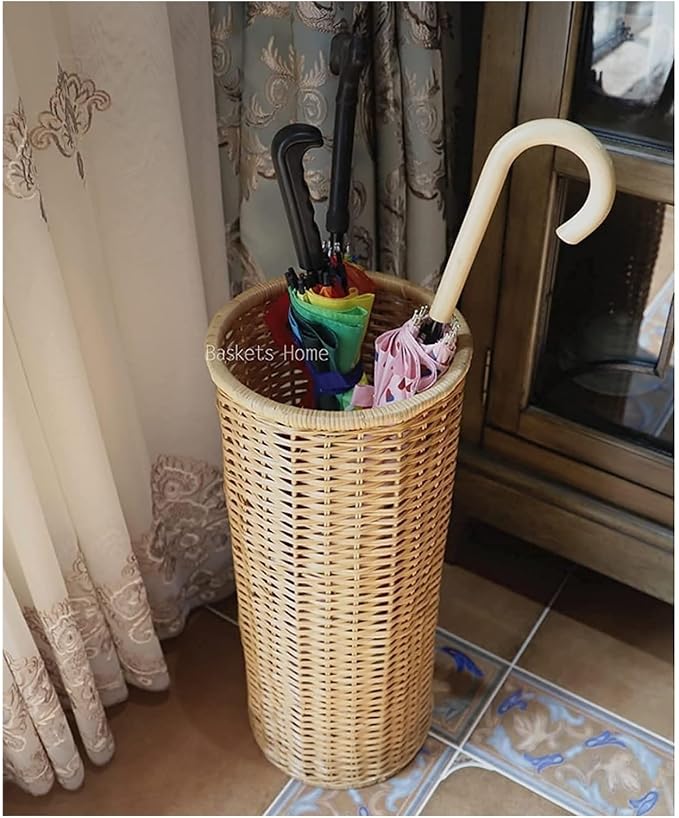 Umbrella Stand Bamboo Rattan Umbrella Stand Umbrella Rack Multifunctional Umbrella Storage Bucket and Umbrella Basket Shelf Bucket