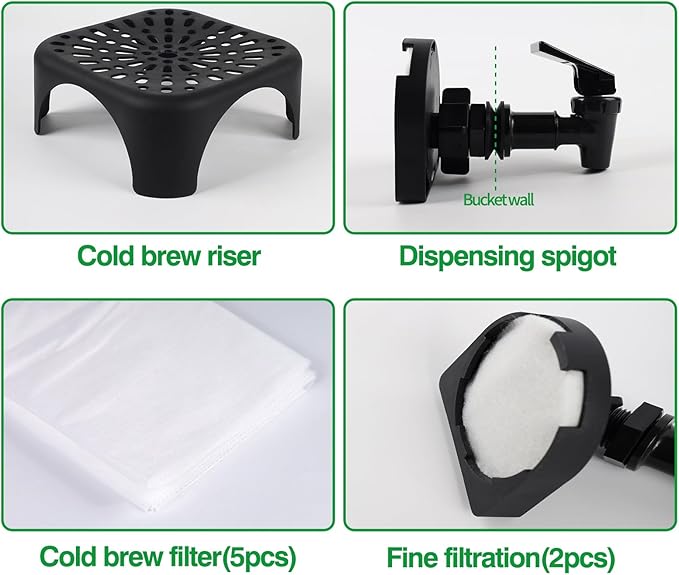 Snap! Cold Brew Do-it-Yourself Kit, 22L/5 Gallon Capacity, Instructions, Black/white, Cold Brew Coffee Set, BVCBRBDIK02