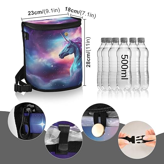 MNSRUU Car Trash Can with Lid, Unicorn Starry Sky Car Trash Bag Hanging Organizers and Storage for Front Back Seat, Leak-Proof Trash Bin