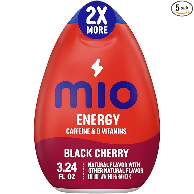 MiO Energy Black Cherry Naturally Flavored Liquid Water Enhancer 1 Count 3.24 fl oz (Pack of 5)