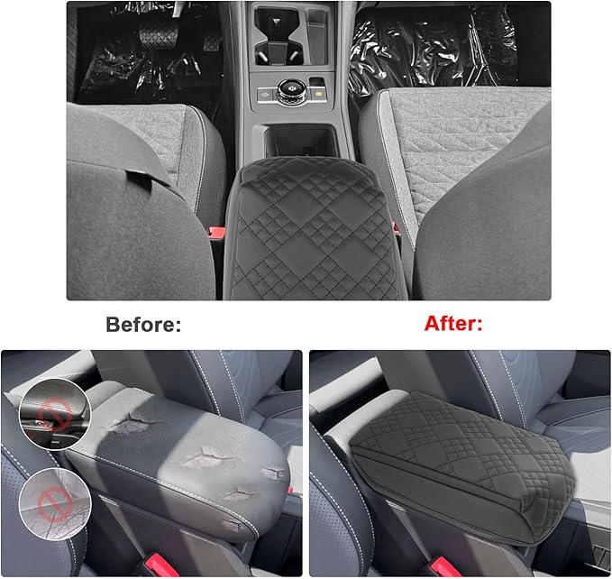 SXCY for 2025 2026 VW Tiguan Armrest Cover for 2025 2026 Volkswagen Tiguan Accessories 2025 2026 Tiguan Center Console Cover 2025 2026 Tiguan Middle Console Cover Add Soft Cotton Cushion (Added-Pad)