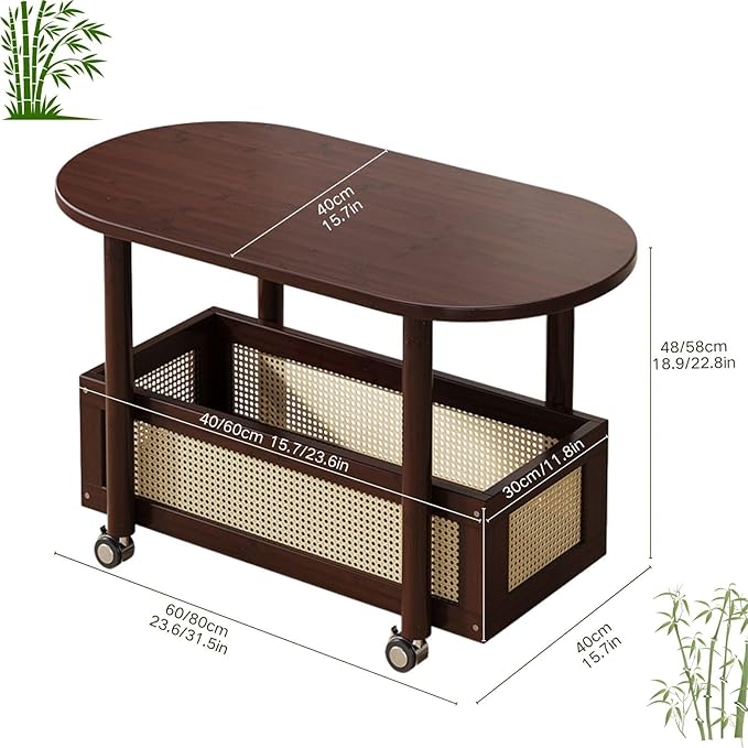 Small Coffee Bar Cart with Storage, Coffee Table Station Organizer, 2-Tier End Table for Home Buffets & Sideboards, Office Station for Kitchen, Entryway, Living Room(60x58cm(23.6x22.8))
