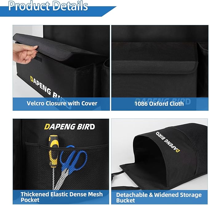 Deluxe Car Trunk Organizer For SUV, Backseat Hanging Large Storage With Collapsible And Multiple Pockets For Storage Car Trunk Storage Box Sturdy Space Saver Frees Trunk -Internal waterproofing