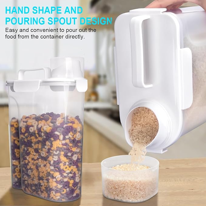 Uppetly Rice Airtight Dry Food Storage Containers 10Lbs, BPA Free Plastic Storage Bin Dispenser with Pourable Spout, Portable Handle, Kitchen Pantry Organization for Cereal, Flour and Baking Supplies