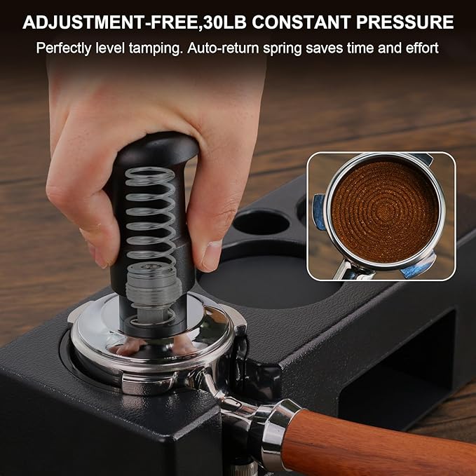 58mm Espresso Tamper Set, 5-IN-1 Espresso Accessories Kit with Coffee Tamper, WDT Tool, Dosing Funnel, Non-slip Mat and Cleaning Brush