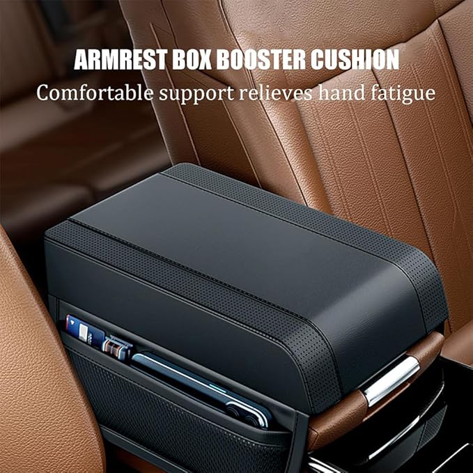Car Armrest Box Pad for Hyundai Sonata DN8 LF YF NF EF Y3 1993-2023 2024 2025 Center Console Armrest Box Leather Car Console Storage Box Arm Rest Cushion Pads Waterproof,Black