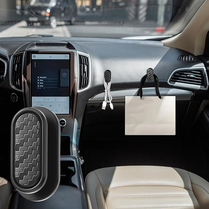 Bremorou 8 Pcs Car Hooks Key Holder For Car Purse Hook For Strong Self-Adhesive Backseat Hangers Mini Hooks Multifunctional Wall Hanging For Key Charging Cable Earphone Interior Accessories