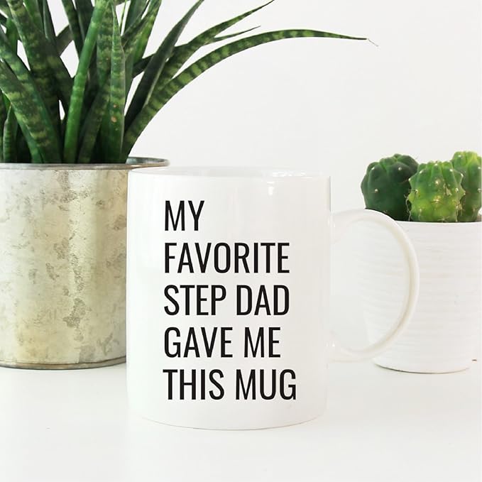 Andaz Press 11oz. Funny Coffee Mug Gag Gift, My Favorite Step Dad Gave Me This Mug, 1-Pack, Son Daughter Birthday Christmas Sarcastic Humor Gift Ideas