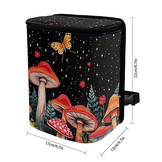 Hanging Mushroom Car Trash Bin Interior Accessories Portable Vehicle Garbage Cans Bag for Back Seat Washable Mini Car Trash Cans for Front Back Seat