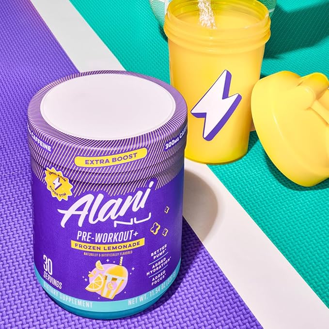 Alani Nu Pre Workout+ Powder Frozen Lemonade, Extra Boost, Sugar Free, 300mg Caffeine, L-Theanine, Beta-Alanine, Citrulline, 30 Servings, (Pack of 2)