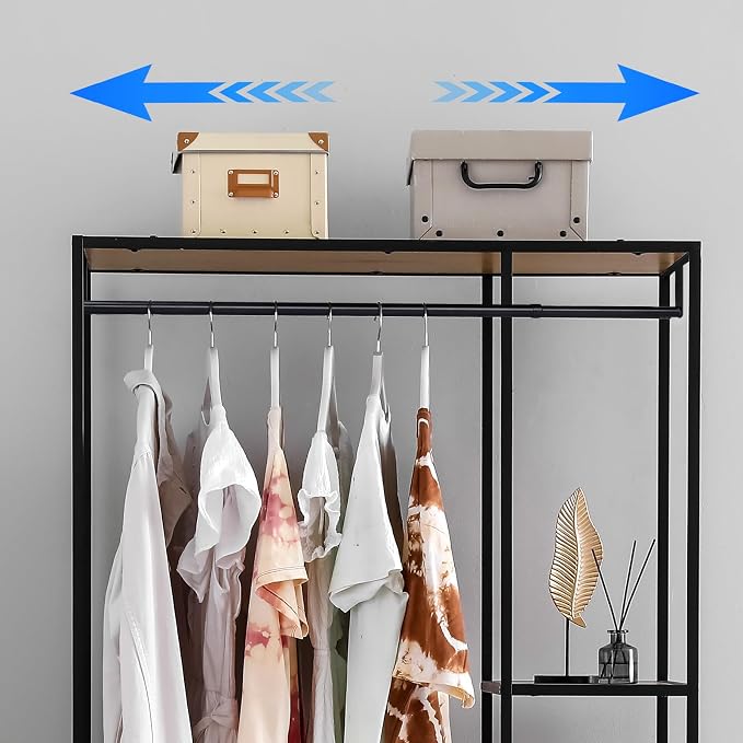 Threehoney Expandable Closet Rod for Wire Shelf Hanging Clothes Adjustable Heavy Duty Closet Hanging Rod Extender Heavy Duty Hanger Bar Metal Poles for Wardrobes Hanger, 1 Pack(36-60 Inch,Black)