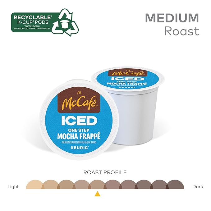 McCafe ICED One Step Mocha Frappe, Keurig Single Serve K-Cup Pods, 60 Count (6 Packs of 10)
