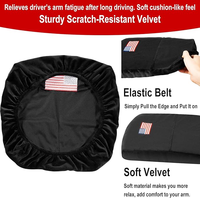 Center Console Cover for 2013-2023 Dodge Ram 1500 2500 3500 Middle Console Armrest Cover with Pocket, US Flag Comfortable Scratch-Resistant Velvet Covers, Vehicle Armrest Cushions
