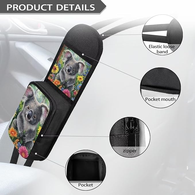 Cute Sloth Car Seat Side Organizer,Car Seat Back Side Hanging Bag,Car 2 Pocket Seat Side Organizer, Auto Seat Storage Hanging Bag,Car Travel Accessories Suitable for All Cars