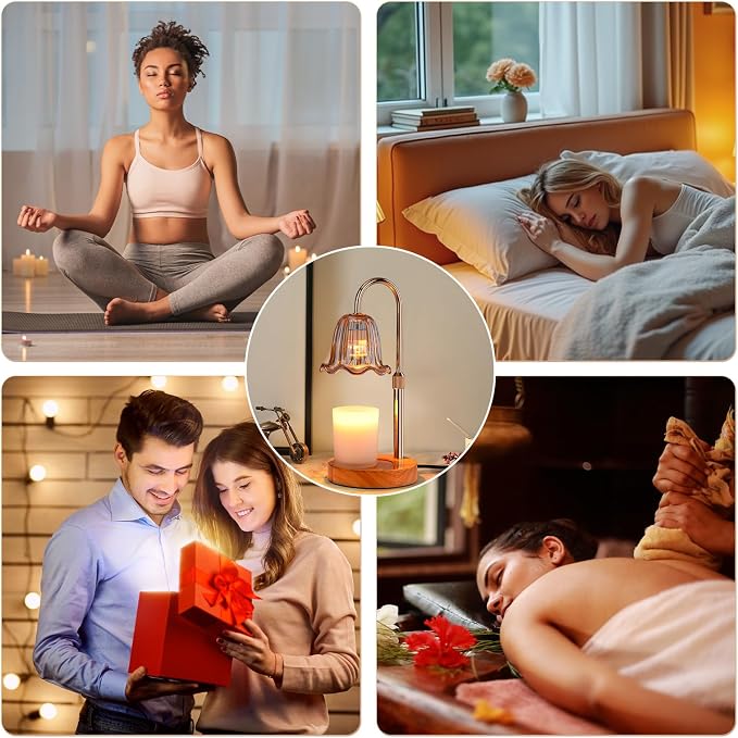Candle Warmer Lamp Electric Timer: Dimmable Candles Warming Lamps - Height Adjustable Burner Jar - No Flame Scented Melts Wax - All Candle Jars Home Decor Table Light