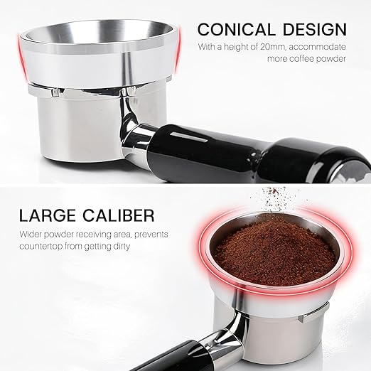 54mm Espresso Dosing Funnel with Magnetic | Fits Breville 54mm Portafilter | Sits On The Outside of The Portafilter | Silver