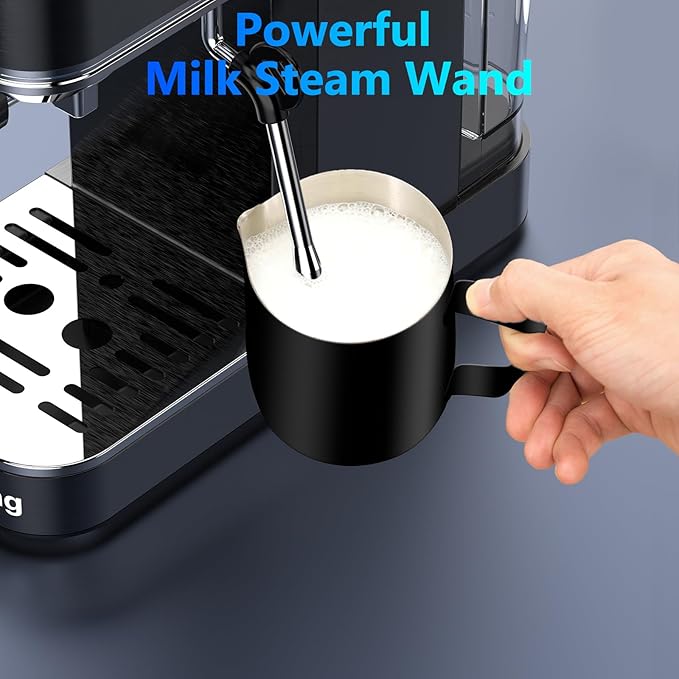 Espresso Machine 20 Bar,Touch Screen Espresso Maker with Steam Milk Frother,Stainless Steel Expresso Coffee Machine for Cappuccino Latte Cold Brew,1350W Fast Heat Up System,Black