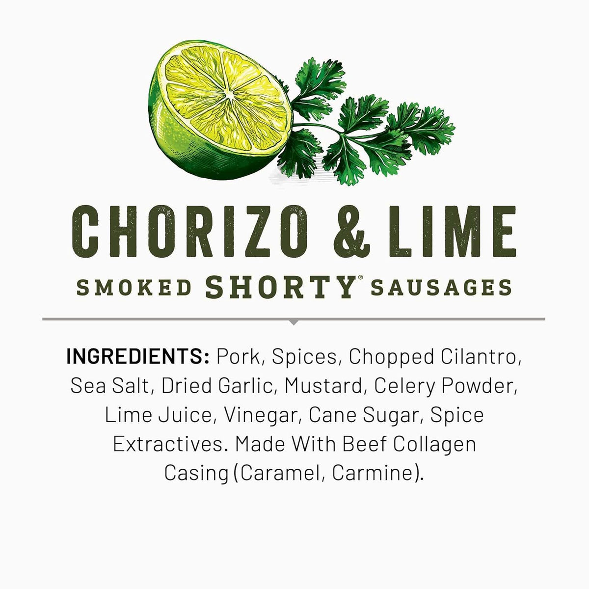 Duke's Pork Chorizo & Lime Smoked Shorty Sausages, 7g Protein Per Serving, 5 oz.