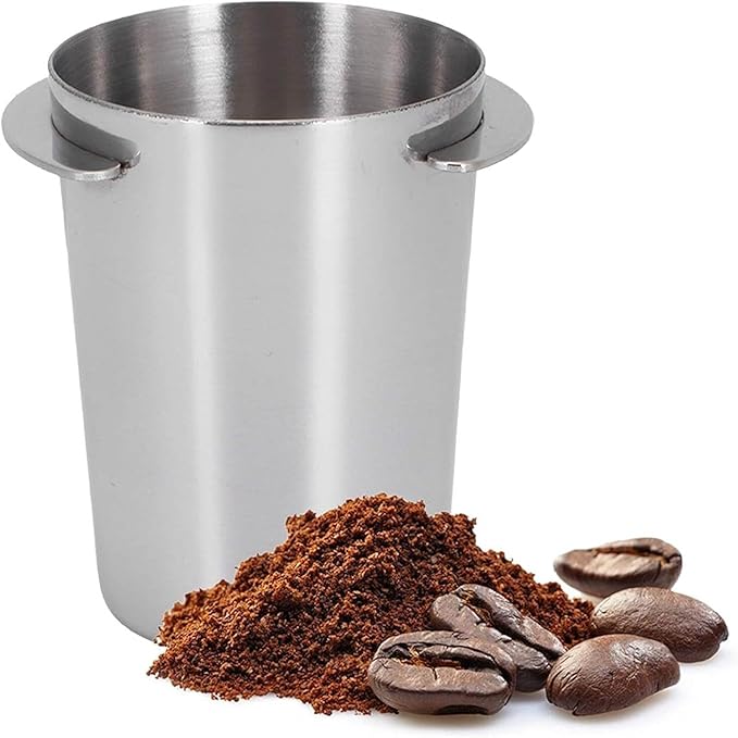Coffee Dosing Cup 54mm, Stainless Steel Espresso Coffee Dosing Cup Espresso Coffee Machine Accessories, Coffee Powder Feeder Part Coffee Grinder Powder Cup Compatible with 54mm Portafilter