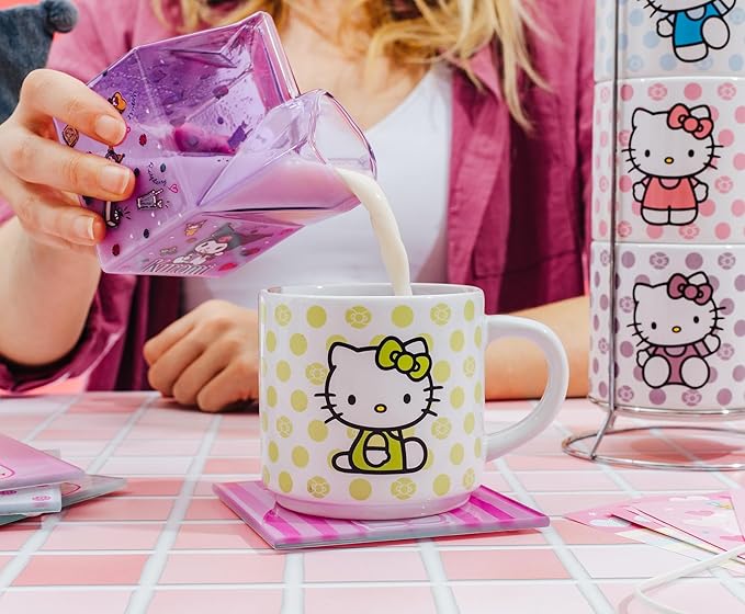 Silver Buffalo Sanrio Hello Kitty and Friends Featuring Kuromi Blueberries Purple Glass Milk Cup, 11.9 Ounces
