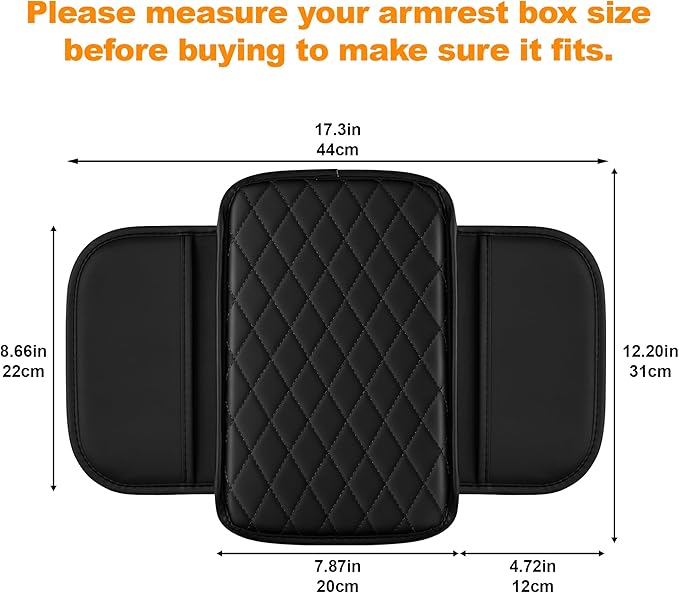 Car Center Console Cover Fit for Mazda CX-30 - Upgraded Faux Leather Armrest Cushion with 2 Storage Pockets - Waterproof & Durable Armrest Protector for Car (Black)